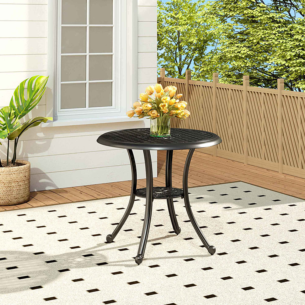 Black Garden Cast Aluminum Round Patio Table