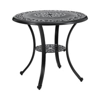 Black Garden Cast Aluminum Round Patio Table