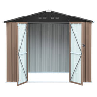 6x8FT Metal Garden Storage Shed with Lockable Double Doors