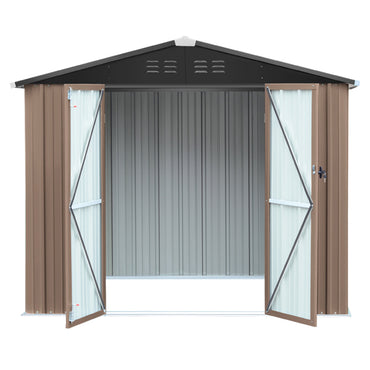 6x8FT Metal Garden Storage Shed with Lockable Double Doors