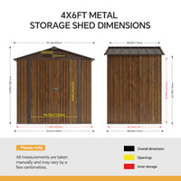 4x6FT Lockable Metal Garden Storage Shed with Lockable Door