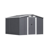 Black 8x8ft Steel Gable Roof Shed – Heavy-Duty Outdoor Tool Storage Unit