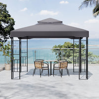 Modern Outdoor Gazebo Installed on Patio – Dark Grey Canopy Providing Sunshade