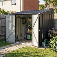 10x5FT Metal Garden Storage Shed with Lockable Double Doors