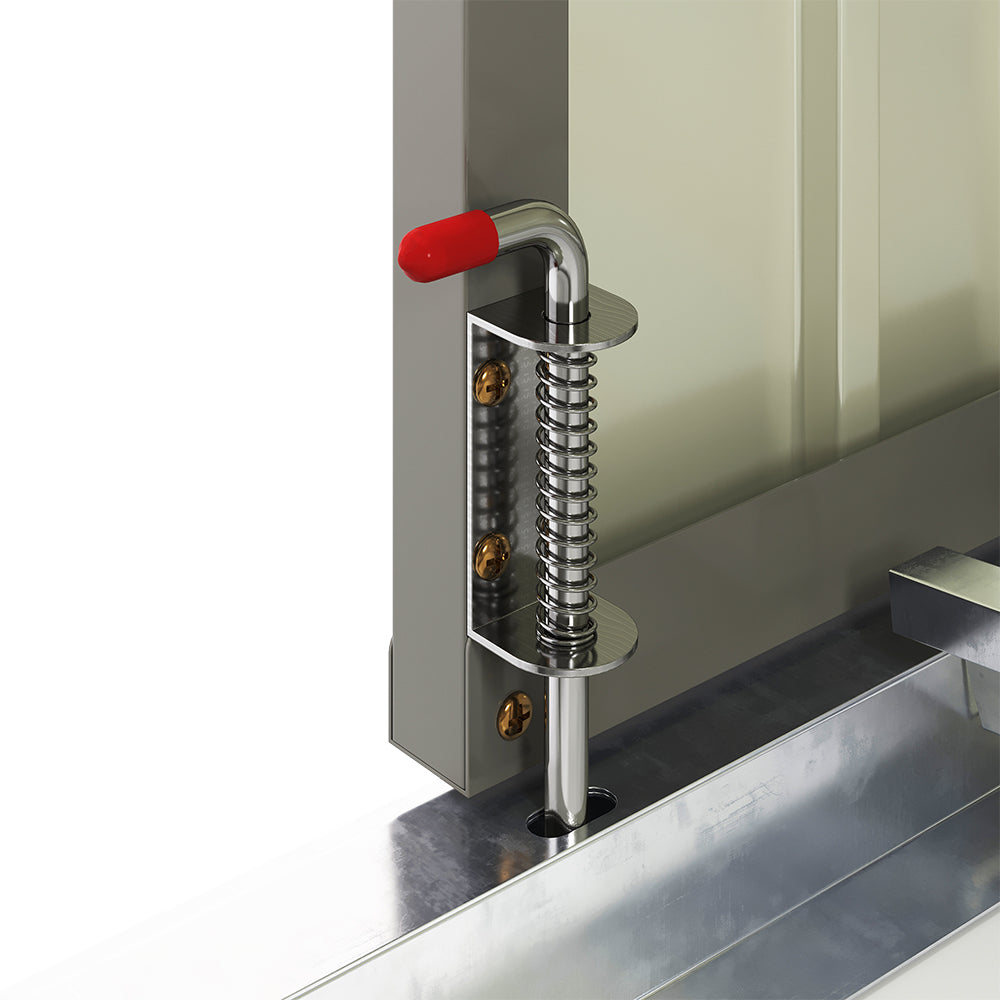 floor anchor locking mechanism detail for enhanced bike security inside outdoor shed