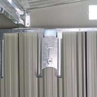 Interior side panel detail of 5x7ft charcoal black sliding door tool shed – sturdy construction