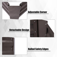 Detailed view of galvanized steel square raised garden bed – showcasing three sections: frame, base, and corner joints