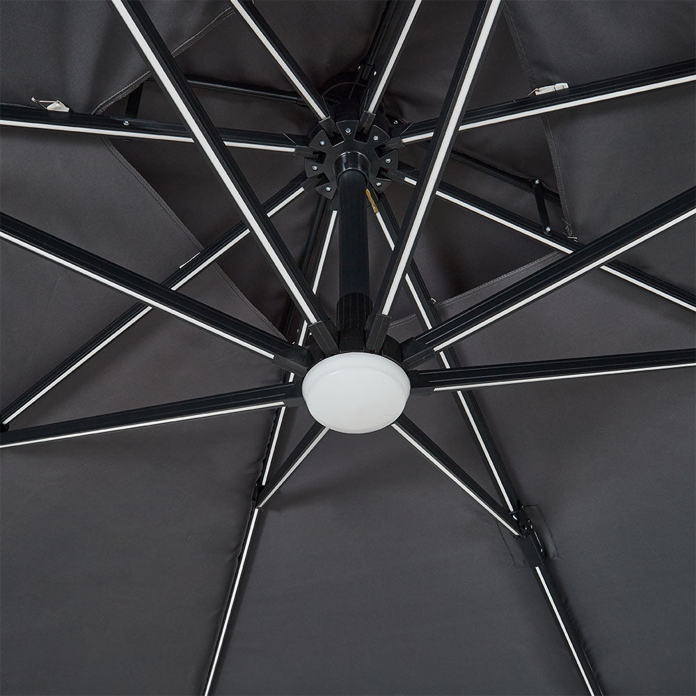 3M Garden Square Solar-Power LED Cantilever Parasol Umbrella