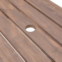 Close-up of Parasol Hole on Solid Wood Camping Table – Umbrella-Ready Outdoor Furniture