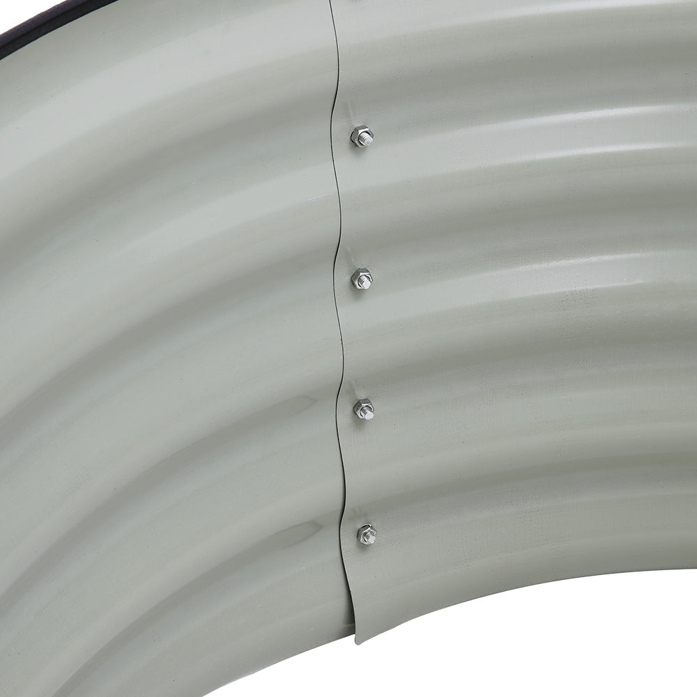 Close-up of internal side view of anthracite galvanized steel raised garden bed – strong build and weather-resistant design