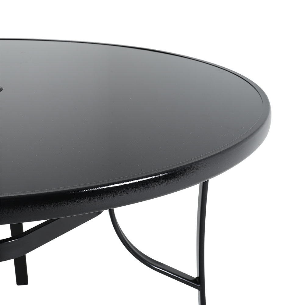 Black Round/Rectangular Garden Patio Table with Umbrella Hole