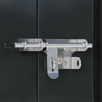 Close-up of secure door lock on 9x6ft outdoor garden storage shed – enhances safety for stored equipment