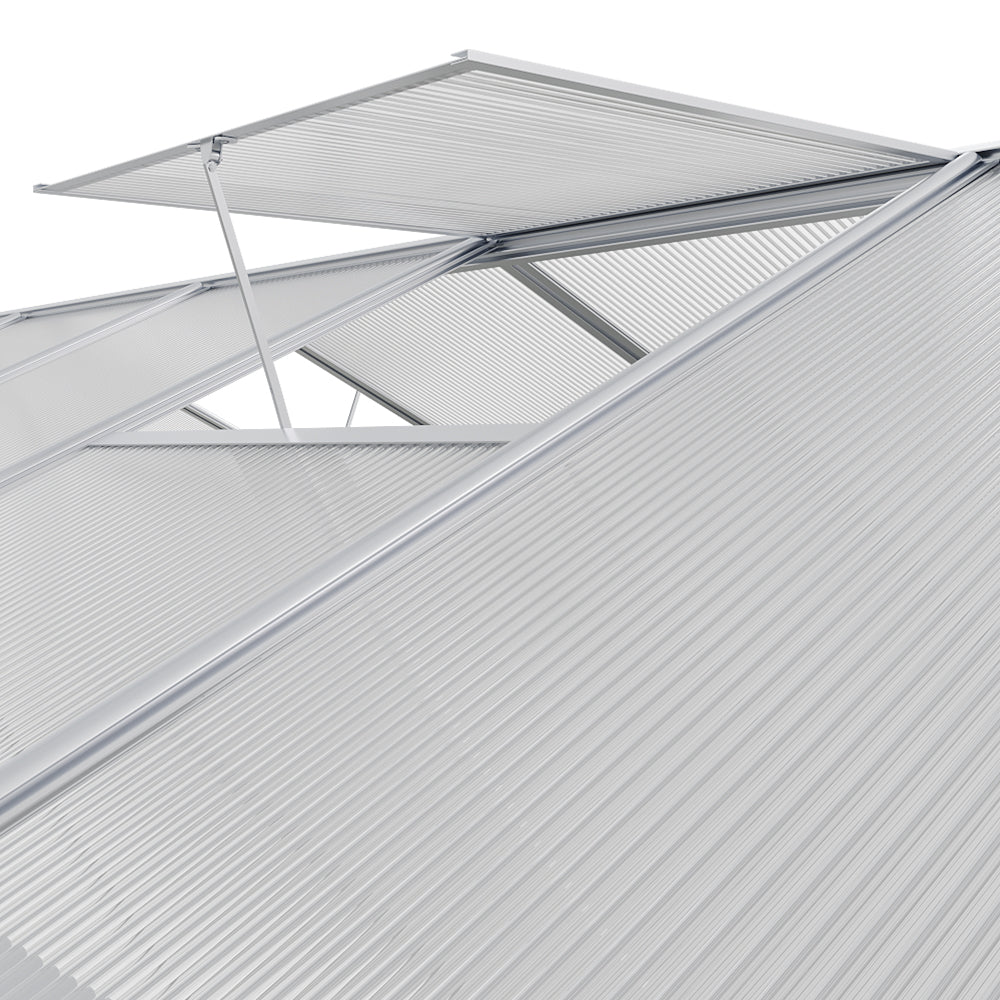 Close-up of Window Opening Feature on 10x6ft Aluminium Greenhouse – Provides Optimal Ventilation