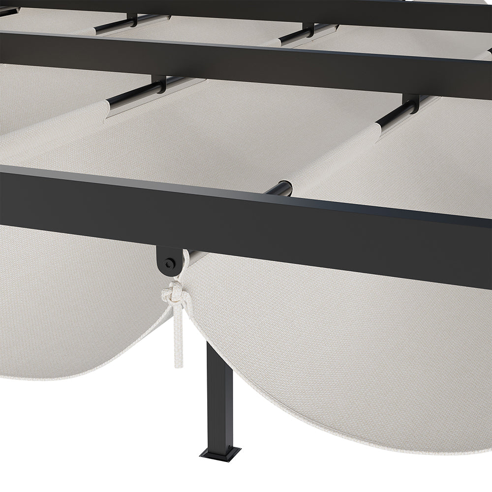 Close-up of 13x10ft Pergola Corner – Durable Aluminum Frame and Retractable Roof Details