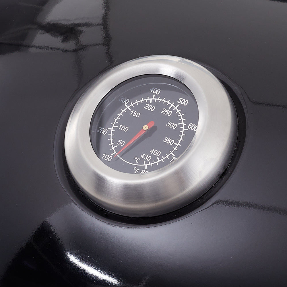 Built-in Temperature Gauge on Charcoal BBQ Grill Lid for Accurate Heat Control