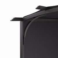 Close-Up of Steel Frame and Canopy Corner – Interior Underside View of Outdoor Gazebo