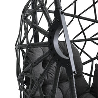 Black Rattan Patio Swing Chairs with Stand and Cushion