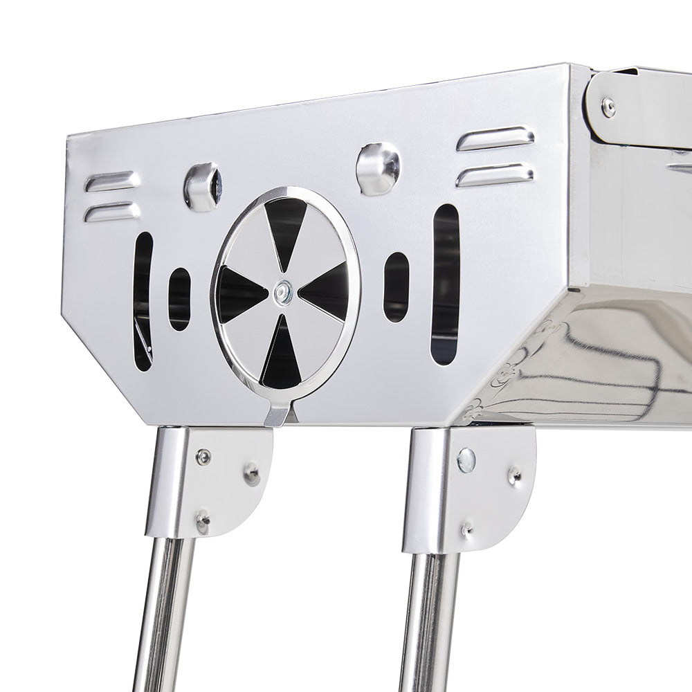 Close-up of charcoal grill lid vent and heat-resistant handle – durable construction for safe outdoor barbecuing