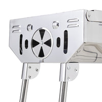 Close-up of charcoal grill lid vent and heat-resistant handle – durable construction for safe outdoor barbecuing