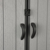 6ft Grey Wood Grain Tool Shed with Apex Roof & Lockable Door