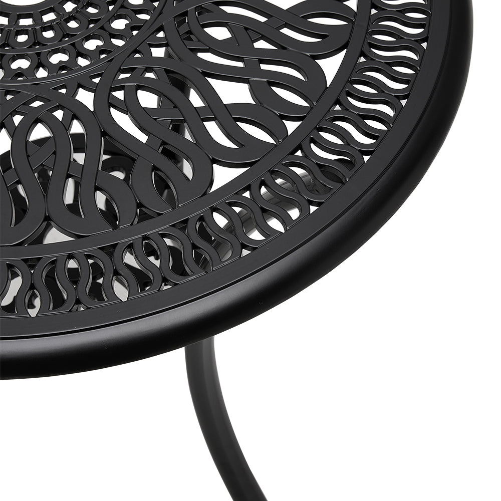 Close-Up of Cast Aluminum Tabletop with Elizabeth Pattern – Detailed Metalwork