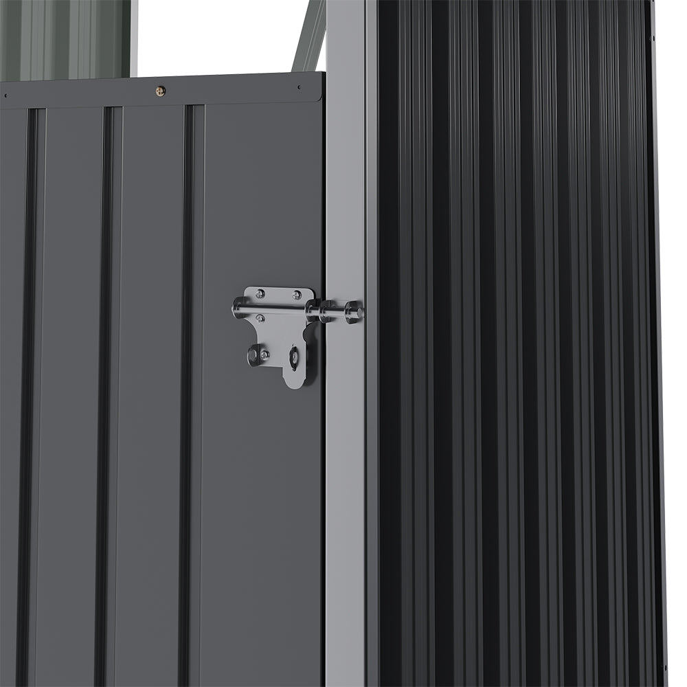 Secure locking system of 3x3ft galvanized steel garbage can shed – lockable outdoor waste bin storage