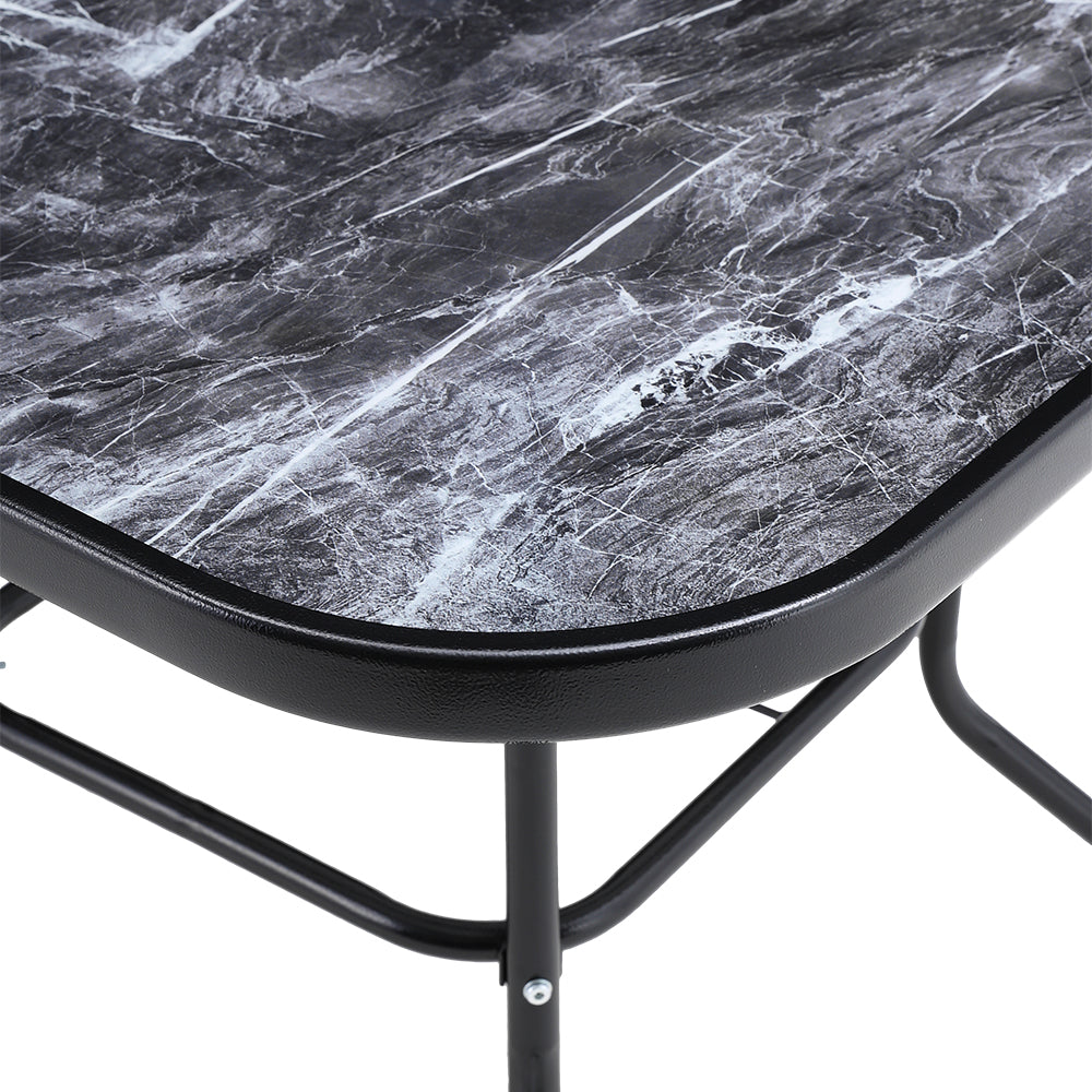 Black Garden Round/Square Marble Patio Table With Umbrella Hole