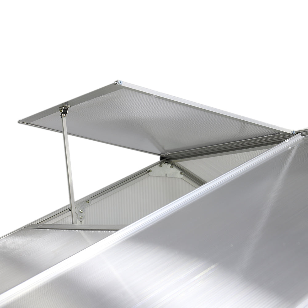 Close-Up of Adjustable Roof Vent Window on 10x6ft Aluminium Greenhouse – Improves Airflow and Temperature Control