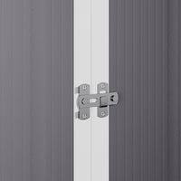 Close-up of lockable handle on 5x2ft aluminum tool shed – secure garden storage solution