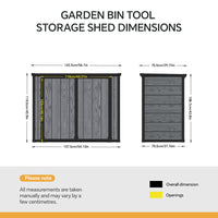 Wood Grain Finish Garden Tool/Bin Storage Shed