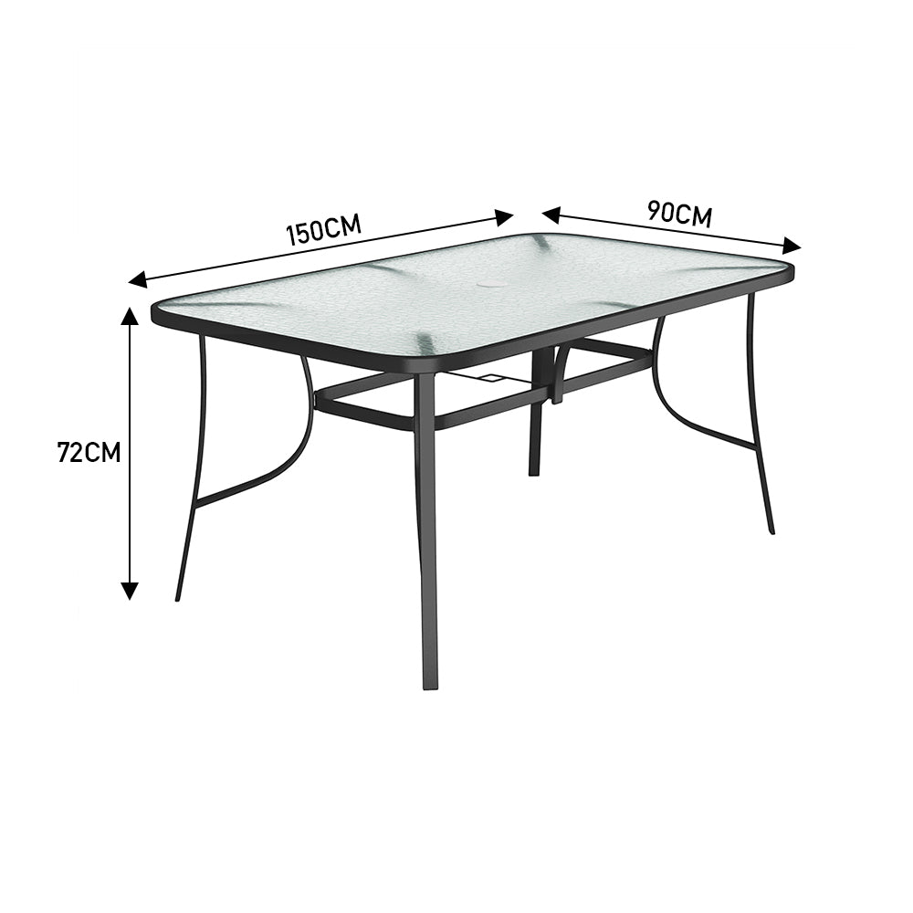Rectangular Garden Patio Table with Folding Chairs