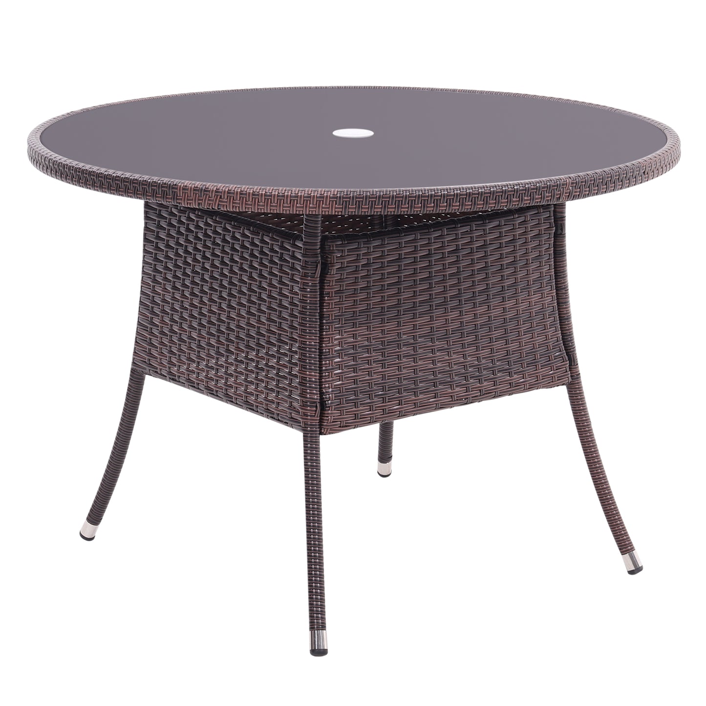 105cm Garden Rattan Patio Table with Parasol Hole