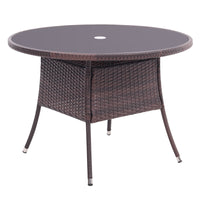 105cm Garden Rattan Patio Table with Parasol Hole
