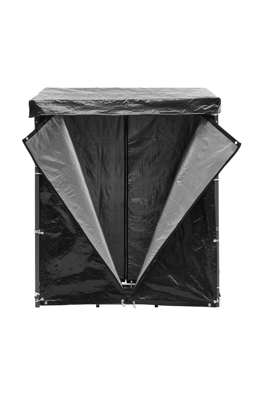 Small Metal Tube Log Holder with PE Tarp Roof – Firewood Storage Rack for Garden or Patio