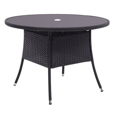 105cm Garden Rattan Patio Table with Parasol Hole