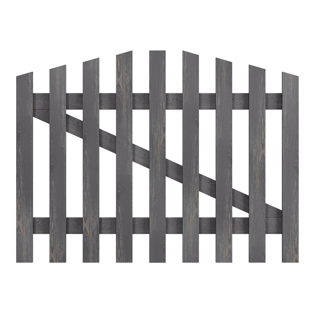 Grey Arched Top Spruce Wood Garden Gate with T Hinges & Bolt