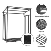 PE Roof Cover and Frame Detail – Strong and Protective Mid-Sized Firewood Rack