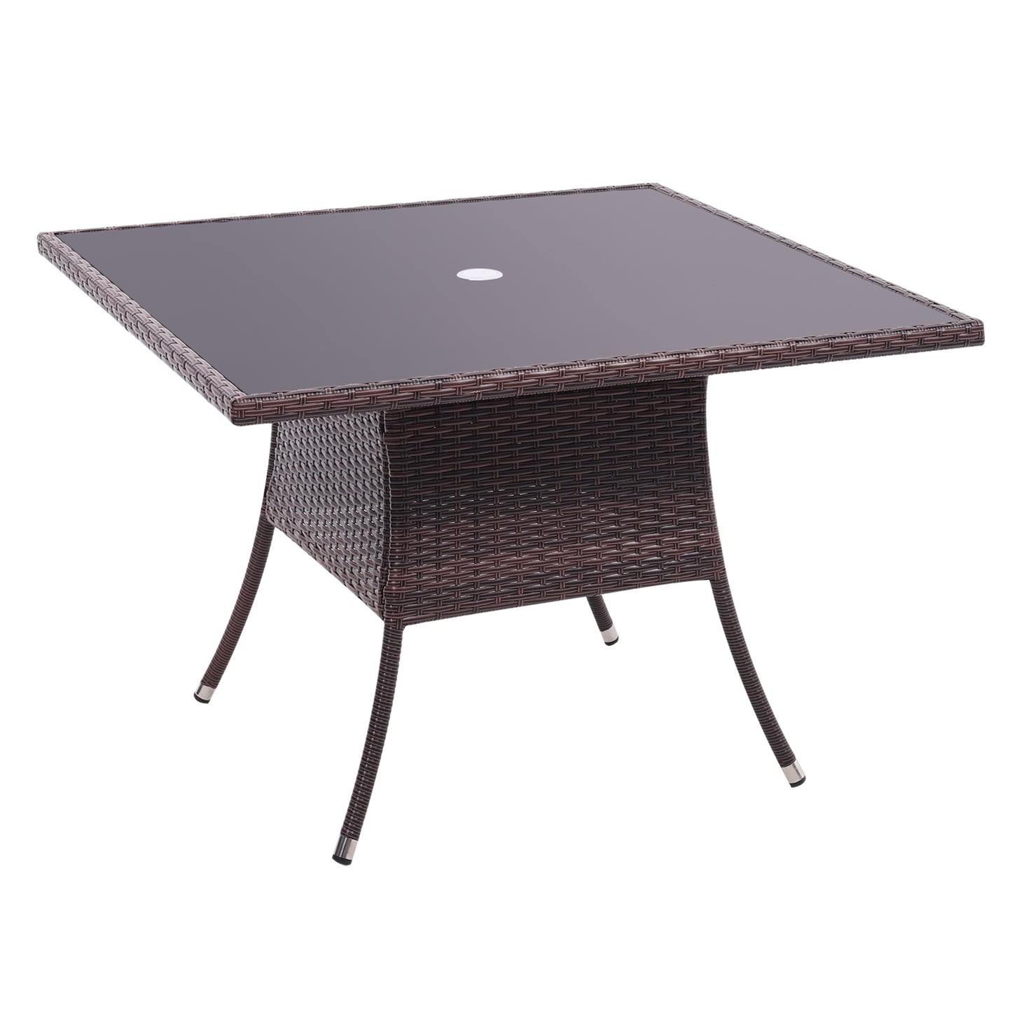 105cm Garden Rattan Patio Table with Parasol Hole