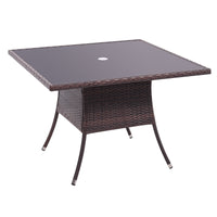 105cm Garden Rattan Patio Table with Parasol Hole