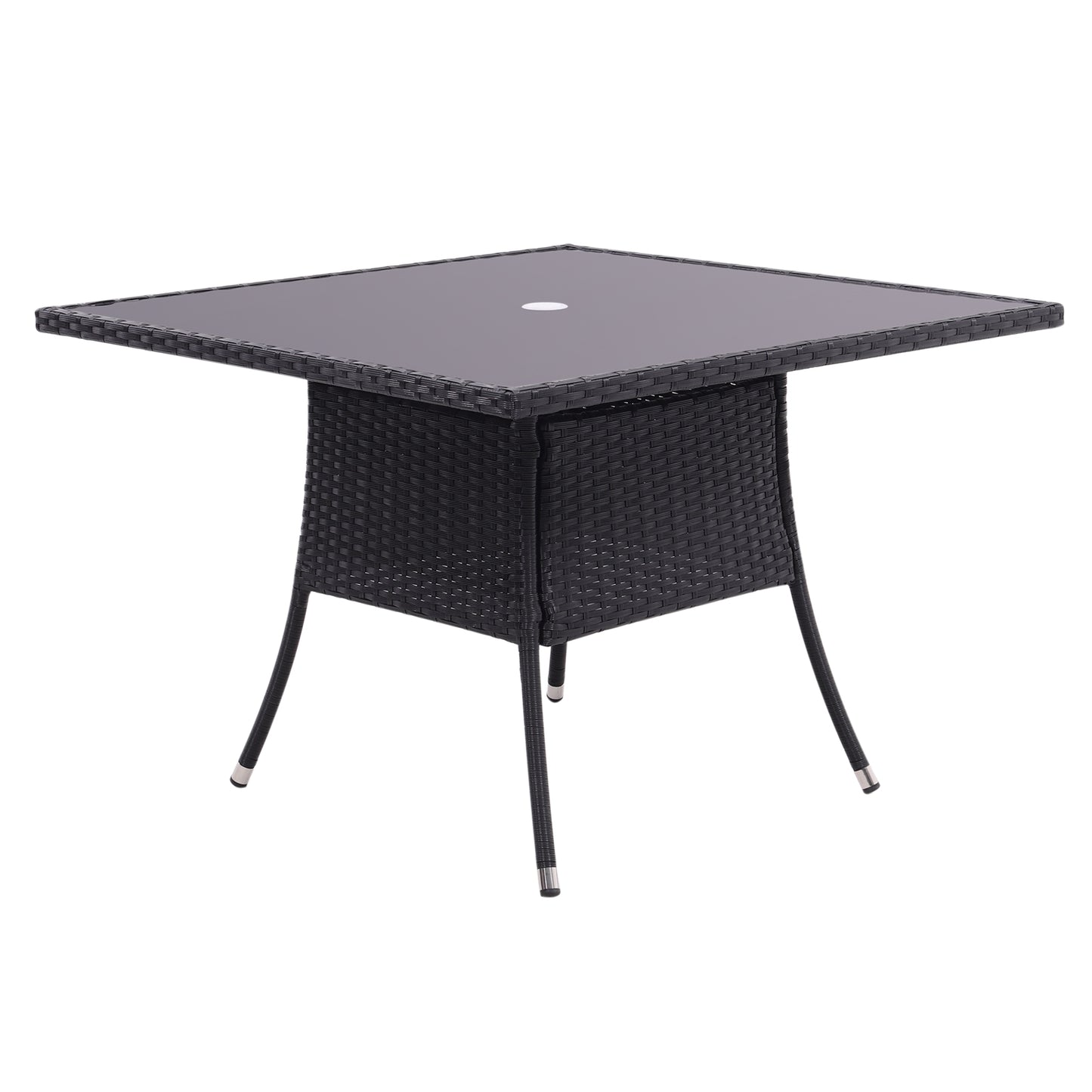 105cm Garden Rattan Patio Table with Parasol Hole