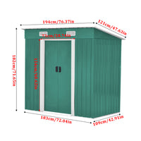 4x6ft Metal Garden Storage Shed with Pent Roof & Sliding Door