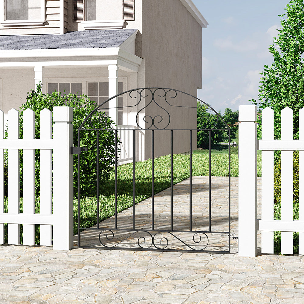 Black Arched Top Lockable Rust Resistant Metal Garden Gate