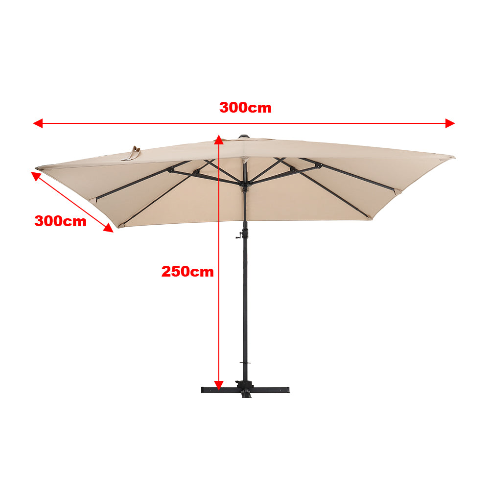 3M Garden Steel Square Cantilever Parasol Umbrella