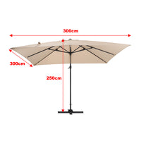 3M Garden Steel Square Cantilever Parasol Umbrella