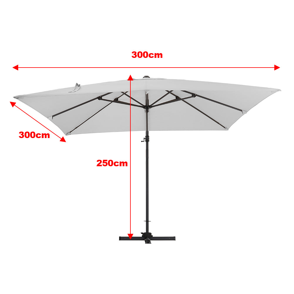 3M Garden Steel Square Cantilever Parasol Umbrella