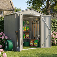 4x6FT Lockable Metal Garden Storage Shed with Lockable Door