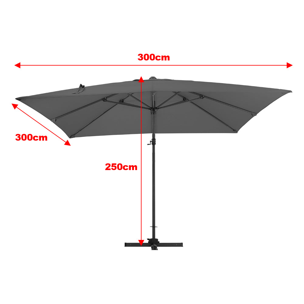 3M Garden Steel Square Cantilever Parasol Umbrella