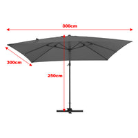 3M Garden Steel Square Cantilever Parasol Umbrella