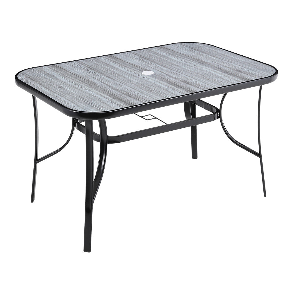 122 x 82 cm black glass garden table with wood grain pattern – white background product image