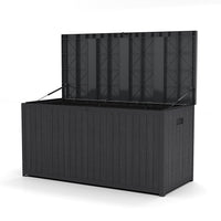 Black 430L Metal Garden Storage Box with Lock – Weatherproof Outdoor Container